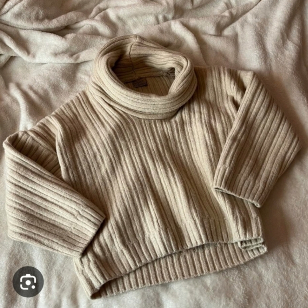 SOURCE UNKNOWN BECCA OVERSIZED HIGH ROLL PULLOVER SWEATER IN BIRCH